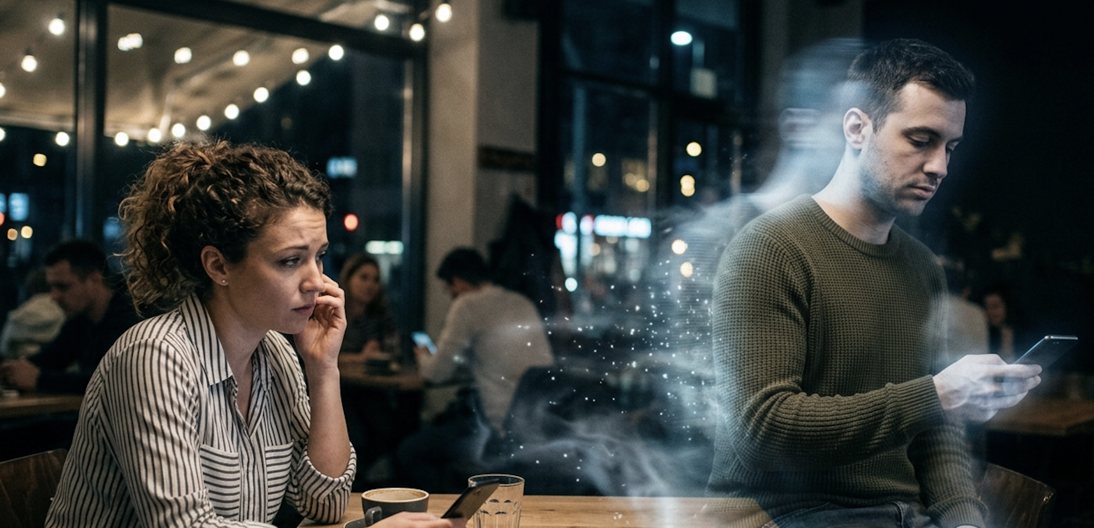 Woman upset after being ghosted by a man during modern dating